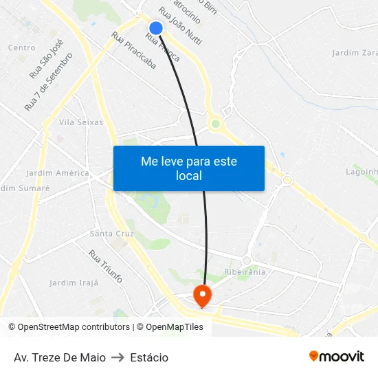 Av. Treze De Maio to Estácio map