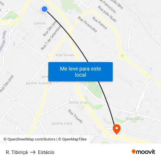 R. Tibiriçá to Estácio map