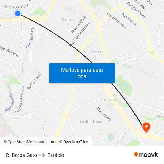 R. Borba Gato to Estácio map