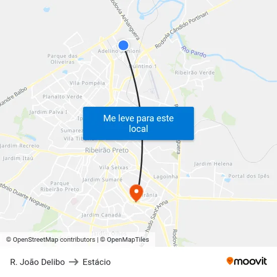 R. João Delibo to Estácio map
