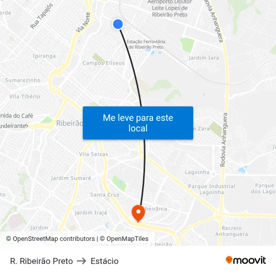 R. Ribeirão Preto to Estácio map