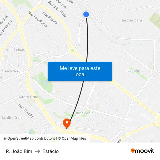 R. João Bim to Estácio map