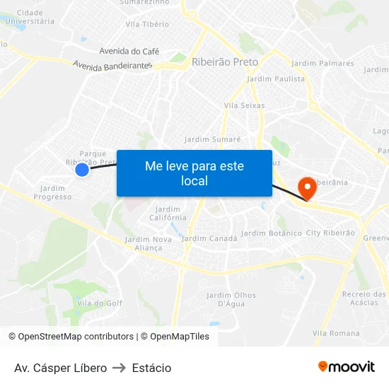 Av. Cásper Líbero to Estácio map