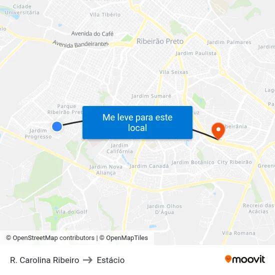 R. Carolina Ribeiro to Estácio map