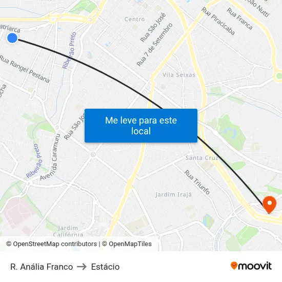 R. Anália Franco to Estácio map