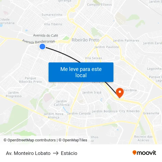 Av. Monteiro Lobato to Estácio map