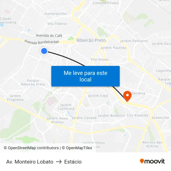 Av. Monteiro Lobato to Estácio map