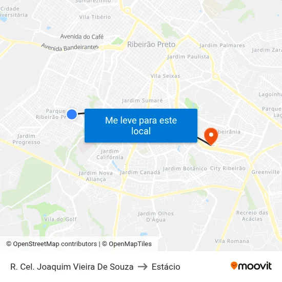 R. Cel. Joaquim Vieira De Souza to Estácio map