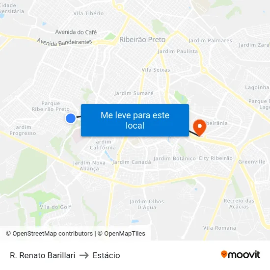 R. Renato Barillari to Estácio map