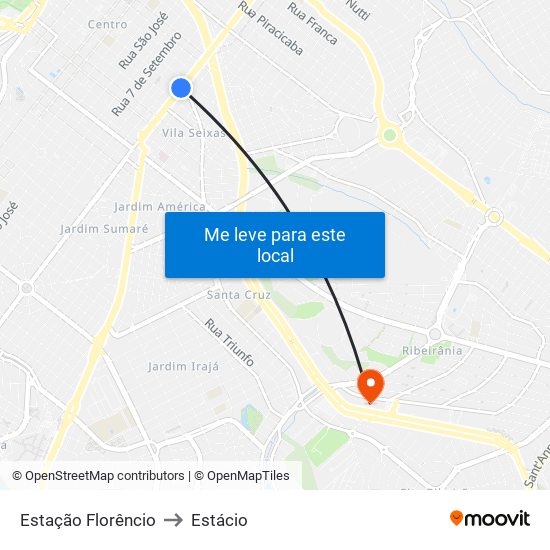 Estação Florêncio to Estácio map