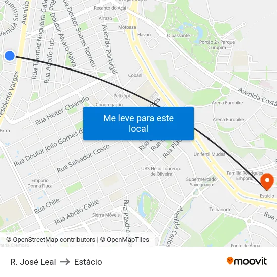 R. José Leal to Estácio map