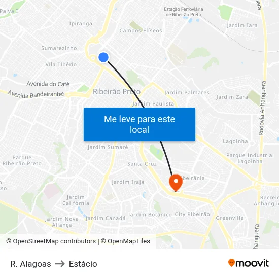 R. Alagoas to Estácio map