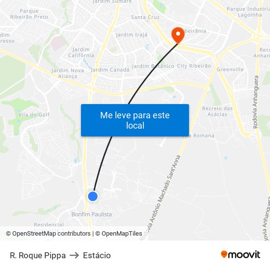 R. Roque Pippa to Estácio map