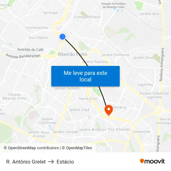 R. Antônio Grelet to Estácio map