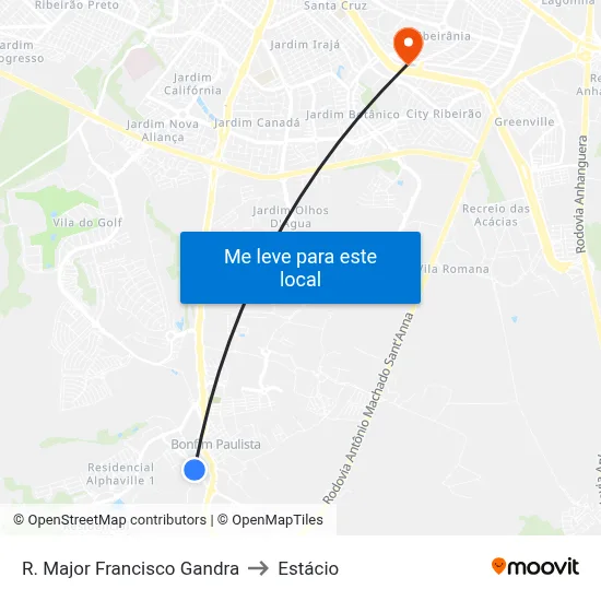 R. Major Francisco Gandra to Estácio map