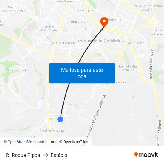 R. Roque Pippa to Estácio map