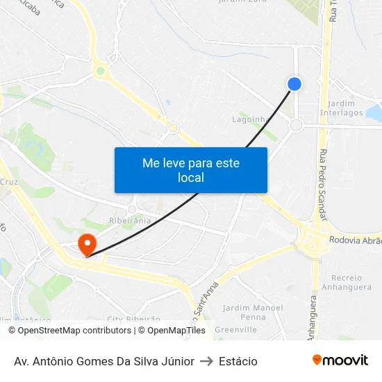 Av. Antônio Gomes Da Silva Júnior to Estácio map