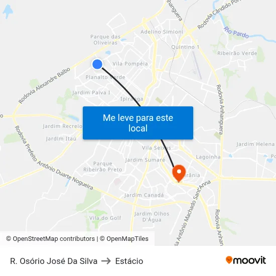 R. Osório José Da Silva to Estácio map
