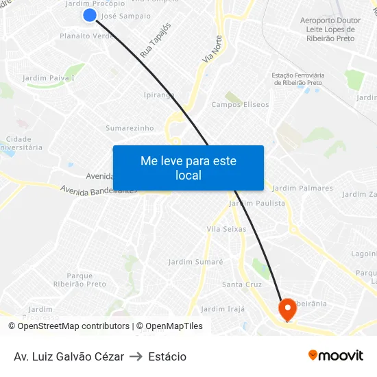 Av. Luiz Galvão Cézar to Estácio map