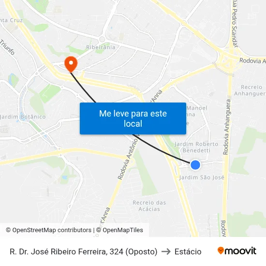 R. Dr. José Ribeiro Ferreira, 324 (Oposto) to Estácio map