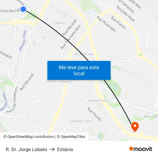 R. Dr. Jorge Lobato to Estácio map