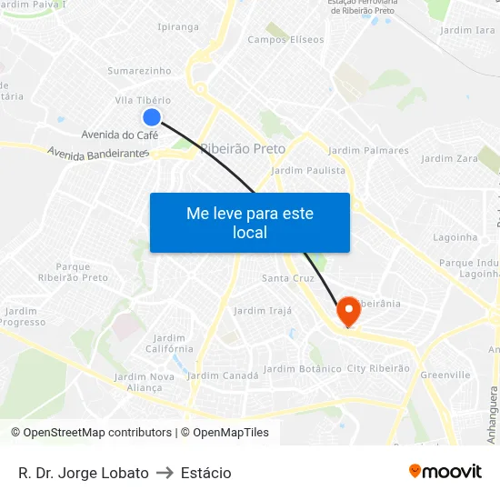 R. Dr. Jorge Lobato to Estácio map