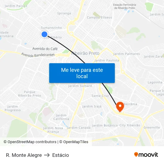 R. Monte Alegre to Estácio map