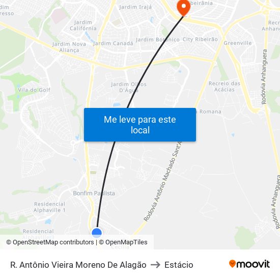 R. Antônio Vieira Moreno De Alagão to Estácio map