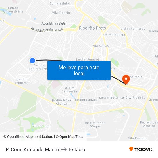 R. Com. Armando Marim to Estácio map