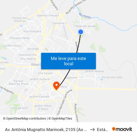 Av. Antônia Mugnatto Marincek, 2105 (Ao Lado) to Estácio map