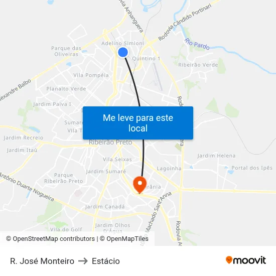 R. José Monteiro to Estácio map