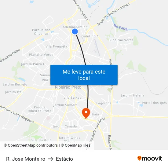 R. José Monteiro to Estácio map