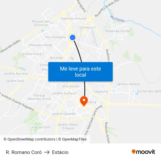 R. Romano Coró to Estácio map