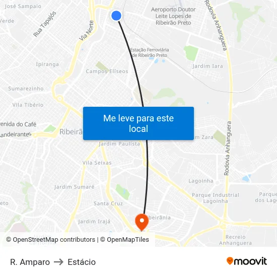 R. Amparo to Estácio map