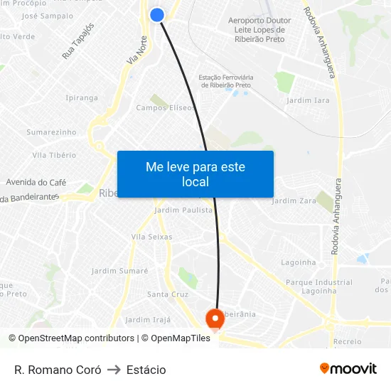 R. Romano Coró to Estácio map
