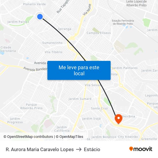 R. Aurora Maria Caravelo Lopes to Estácio map