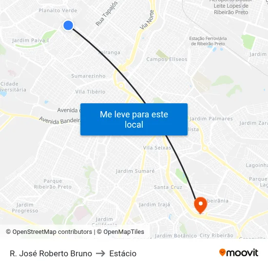 R. José Roberto Bruno to Estácio map