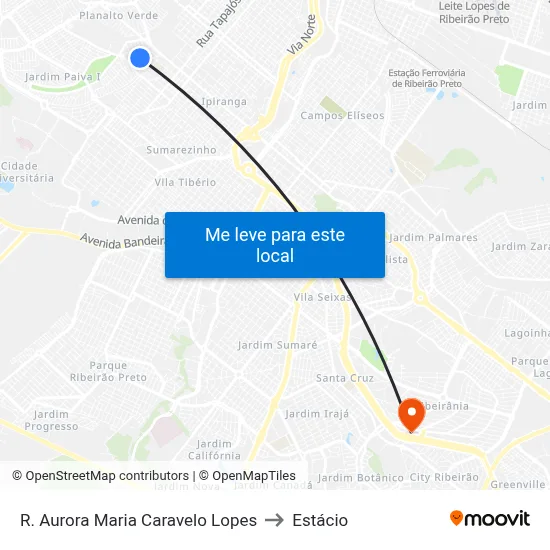 R. Aurora Maria Caravelo Lopes to Estácio map