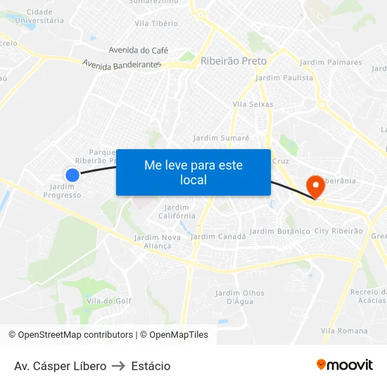 Av. Cásper Líbero to Estácio map