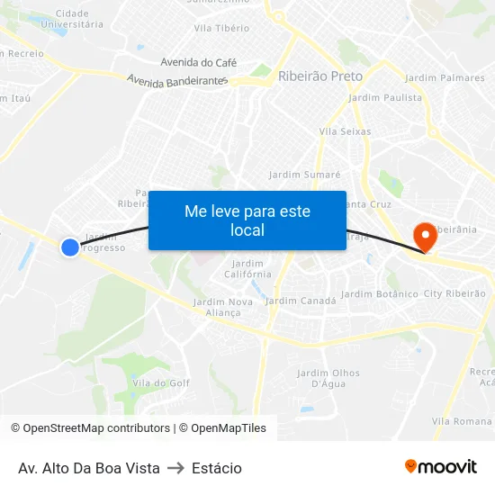Av. Alto Da Boa Vista to Estácio map