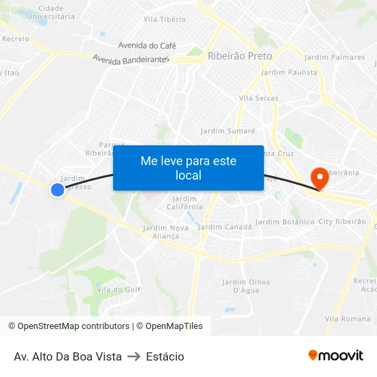 Av. Alto Da Boa Vista to Estácio map