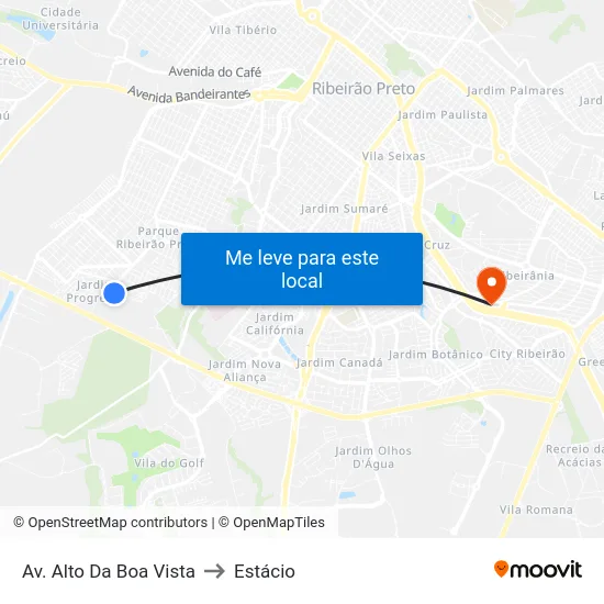 Av. Alto Da Boa Vista to Estácio map