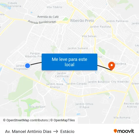 Av. Manoel Antônio Dias to Estácio map
