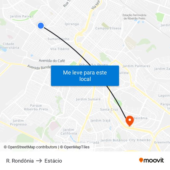 R. Rondônia to Estácio map