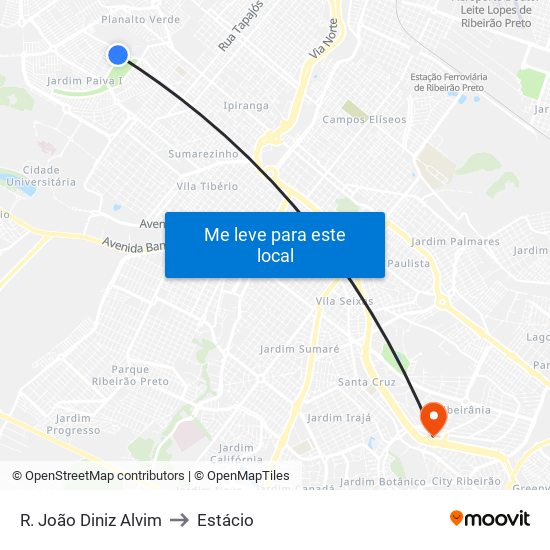 R. João Diniz Alvim to Estácio map