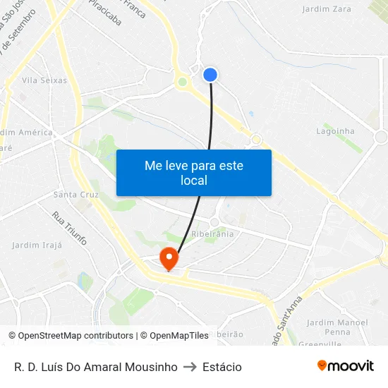 R. D. Luís Do Amaral Mousinho to Estácio map