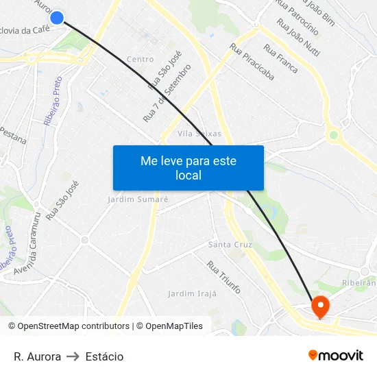 R. Aurora to Estácio map