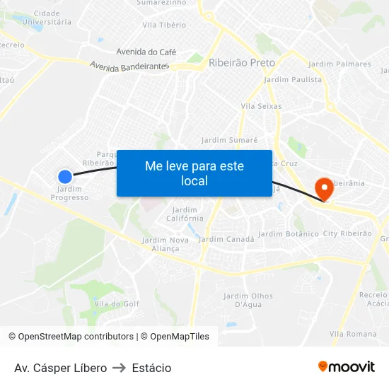 Av. Cásper Líbero to Estácio map