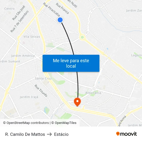 R. Camilo De Mattos to Estácio map