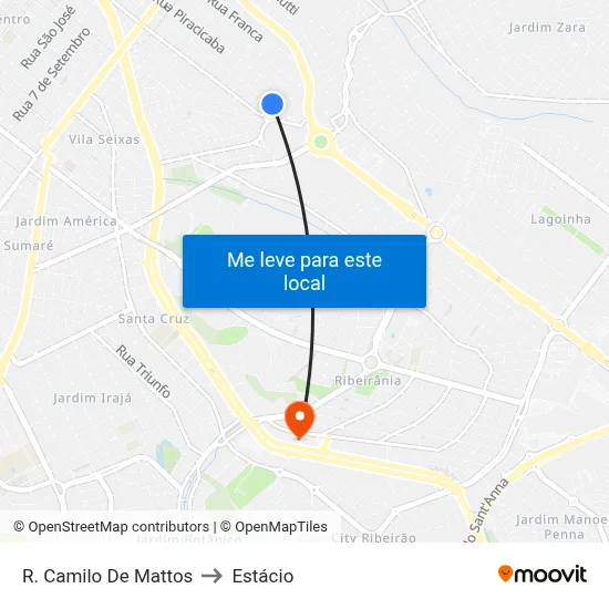 R. Camilo De Mattos to Estácio map
